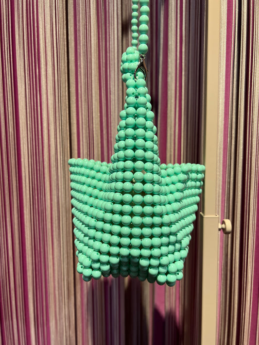 Borsa verde tiffany perle in resina con tracolla