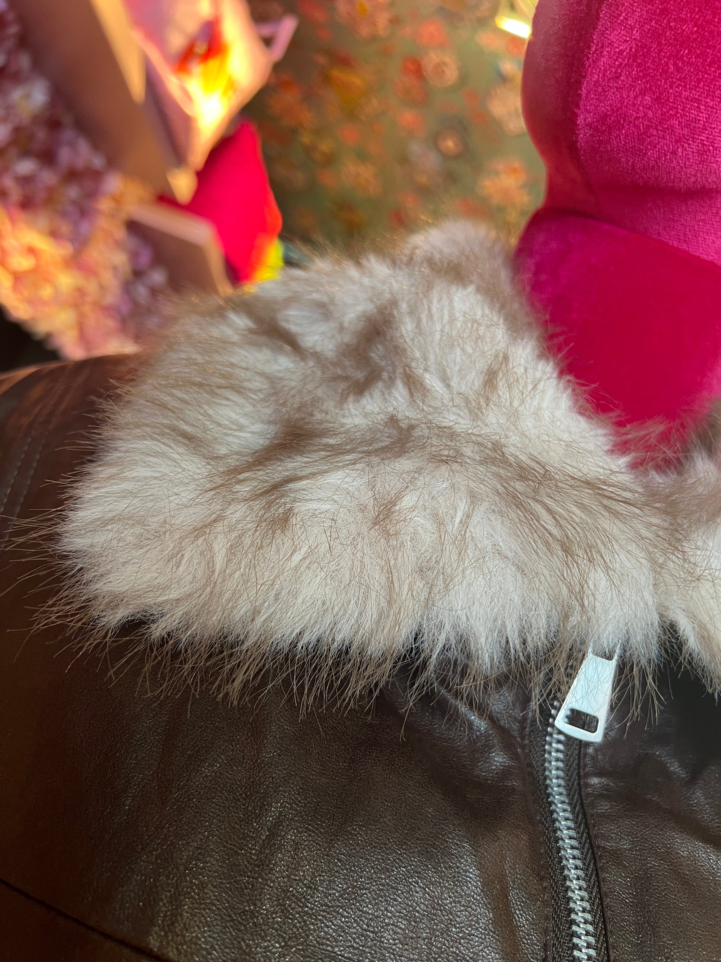 Mon amour Paris gilet ecopelle con collo pelliccia rimovibile marrone