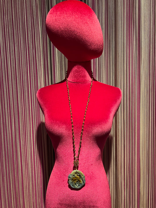 Lara 11 collana lunga pietre bronzo pendente celeste