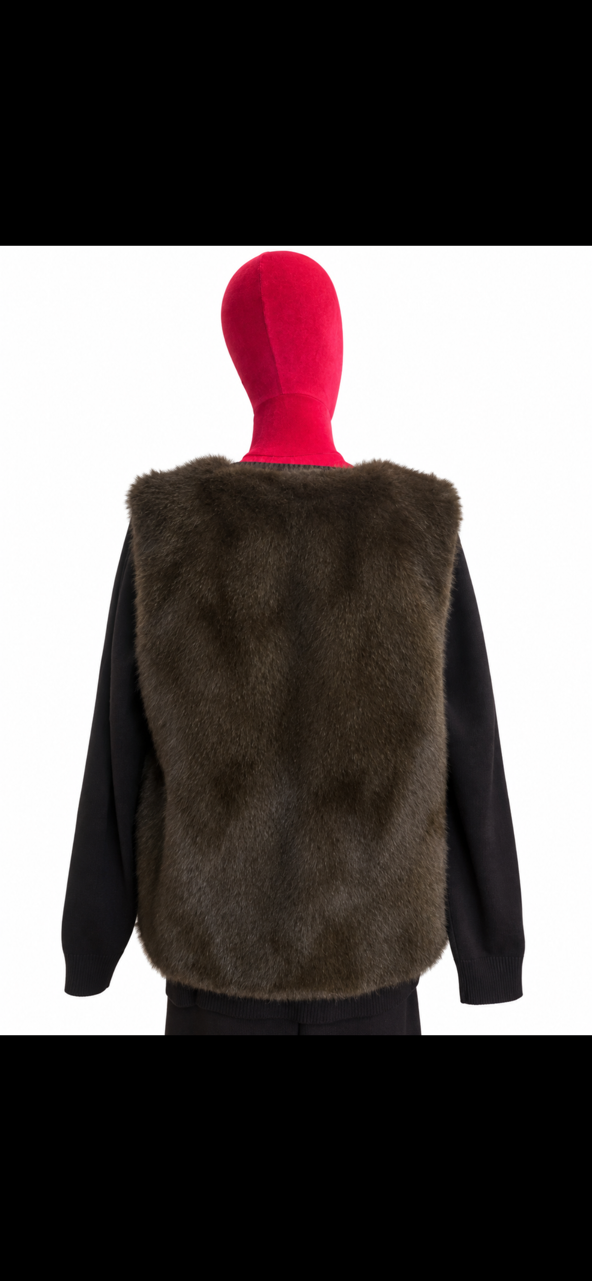 The room completo tre pezzi marrone gilet simil pelliccia pantalone e maglia
