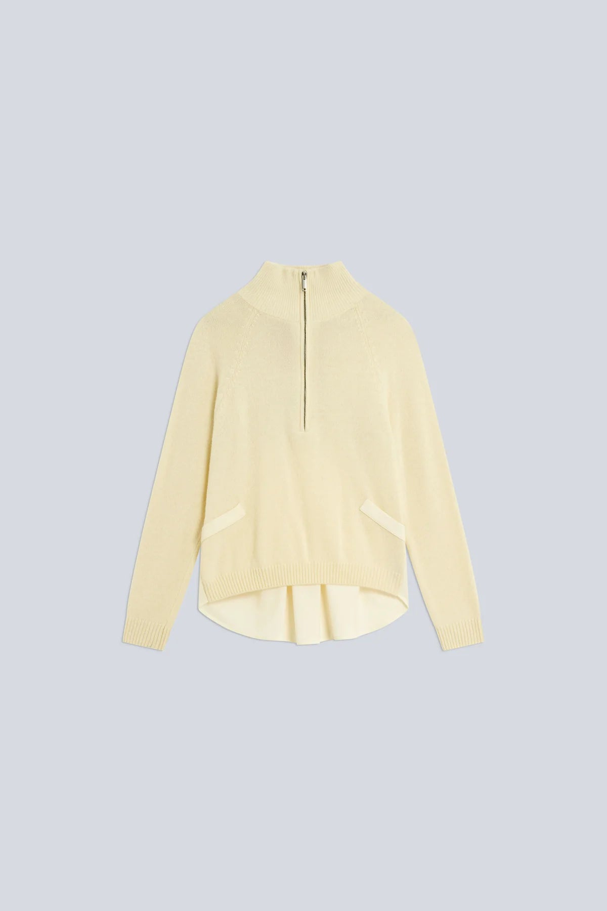 Semicouture maglia in lana merinos con dettagli in fresco di lana , collo con zip manica lunga