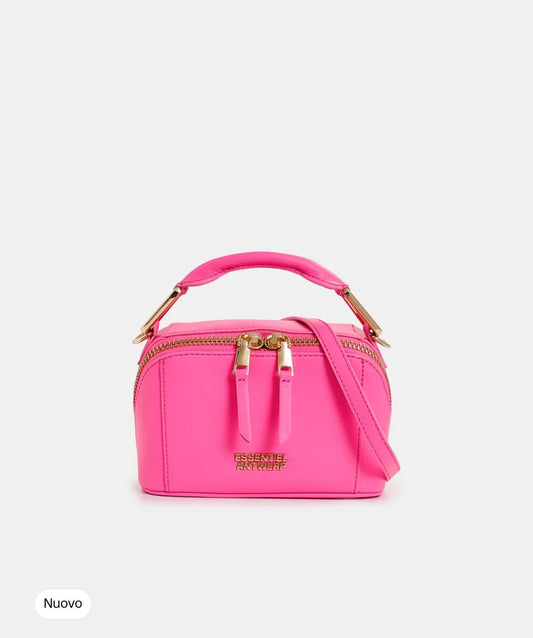 Essentiel antwerp borsa mini rosa fucsia con tracolla in pelle