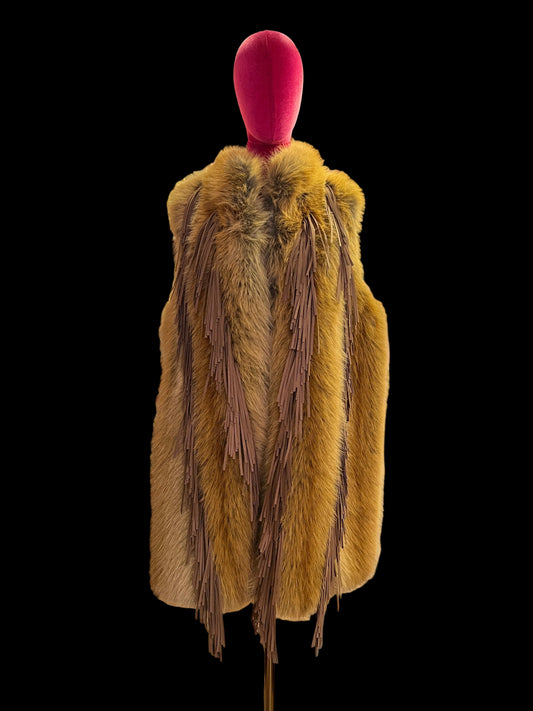 Uncommon gilet di simil pelliccia con frange miele vestibilita’ over