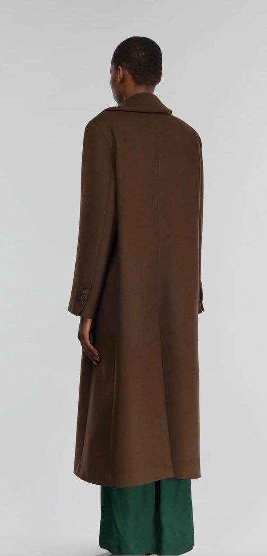 Semicouture cappotto cioccolato in panno abbottonatura frontale doppiopetto
