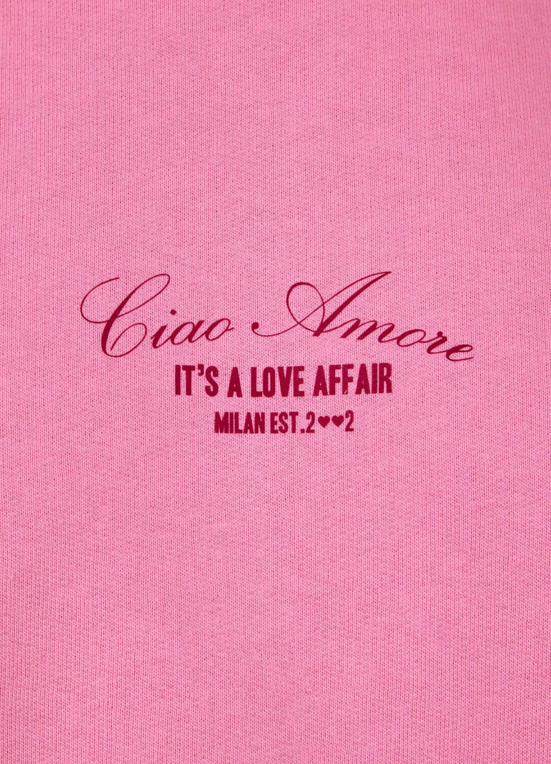 Giada Benincasa -30% di sconto felpa cotone rosa over scritta “ ciao amore it’a love affair “