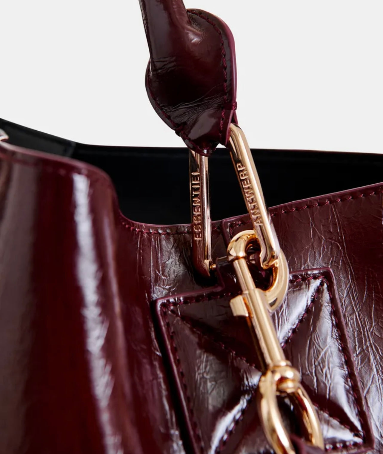 Essentiel antwerp borsa shopper lucida bordeaux con tracolla