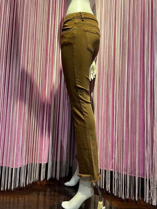 Mon amour Paris pantalone jeans terra di Siena  sfrangiato