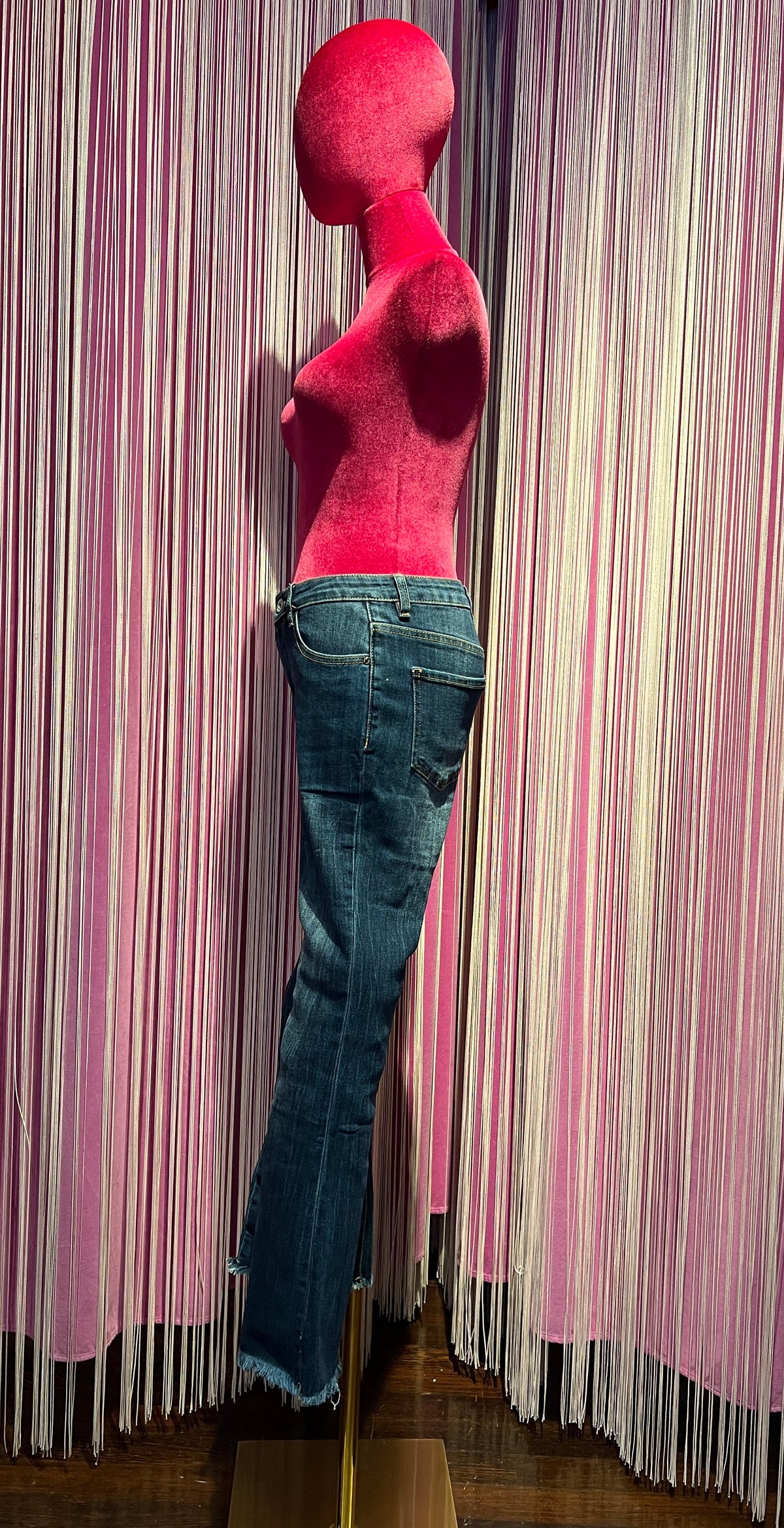 Mon amour Paris jeans denim scuro sfrangiato