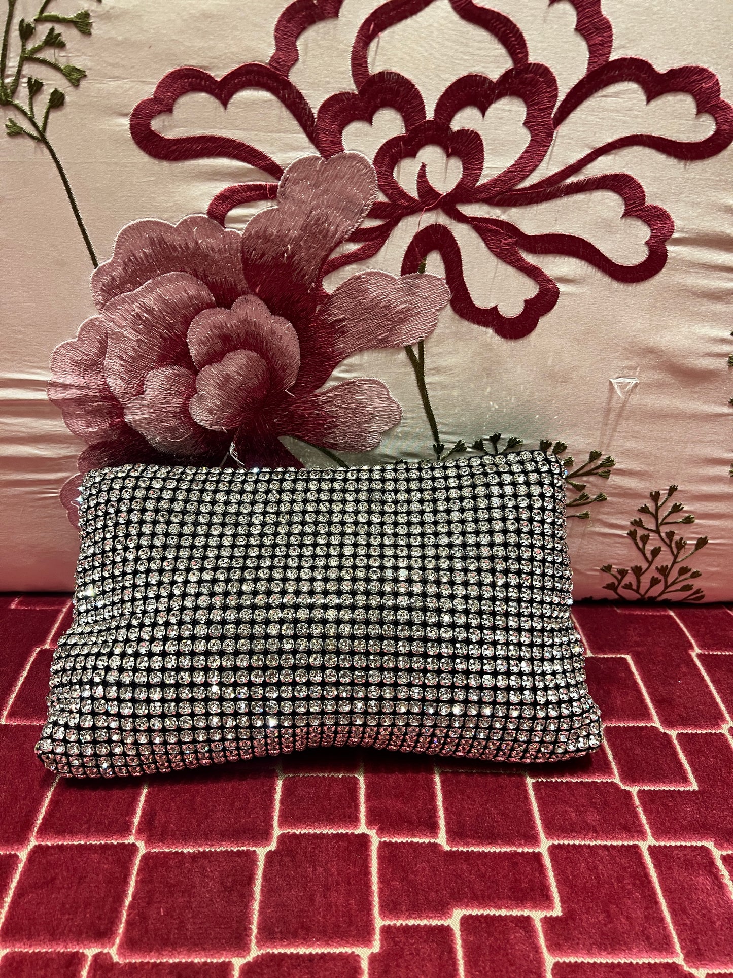 Borsa tracollina  con fiocco argento con Swarovski