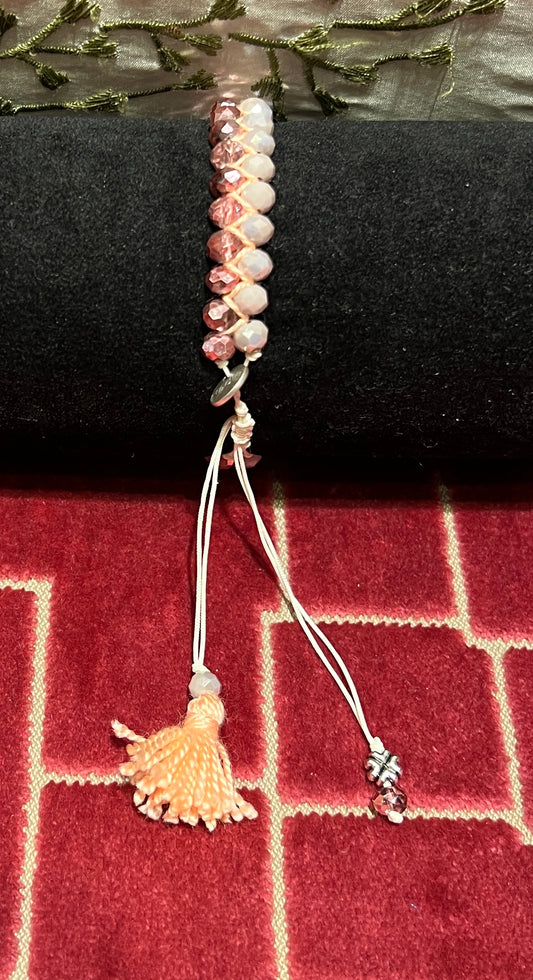 Nadia Dafri Paris bracciale regolabile cristalli grigio perla rosa
