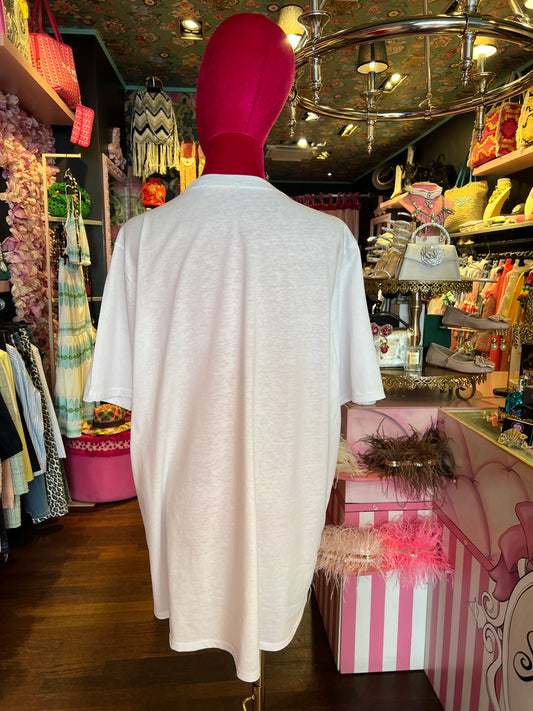 Mon amour Paris -20% di sconto t-shirt over scollo a V scritta “ bisous magiques “ glitter rosa bubble