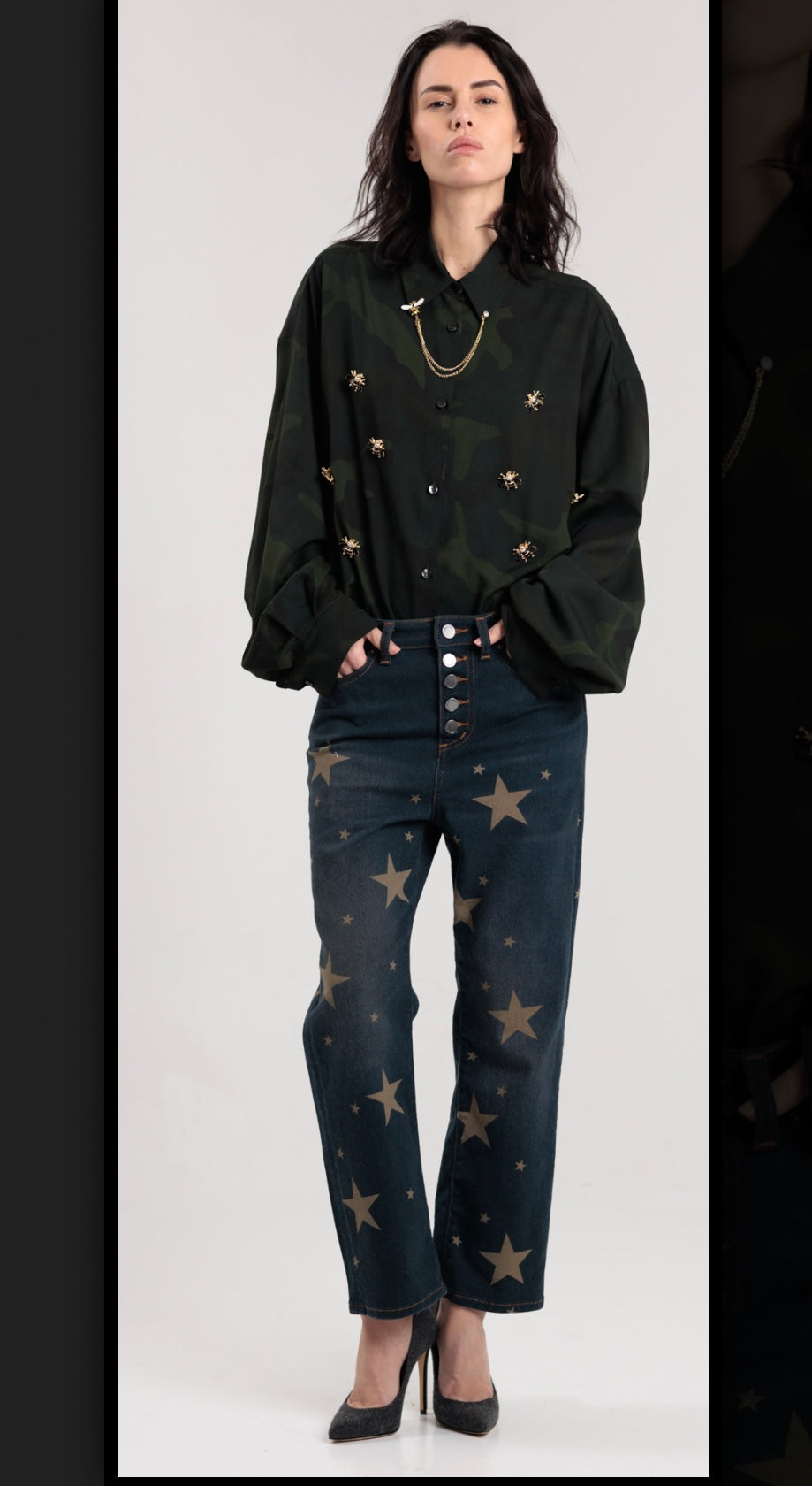 Rossano Perini jeans mod loose stelle corda