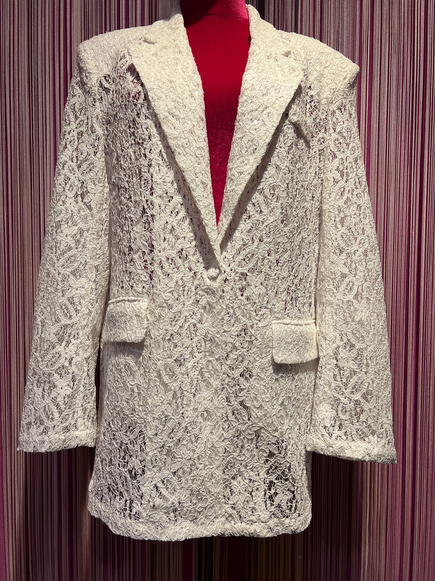 Mon amour Paris -30% di sconto giacca di pizzo e paillettes bianco