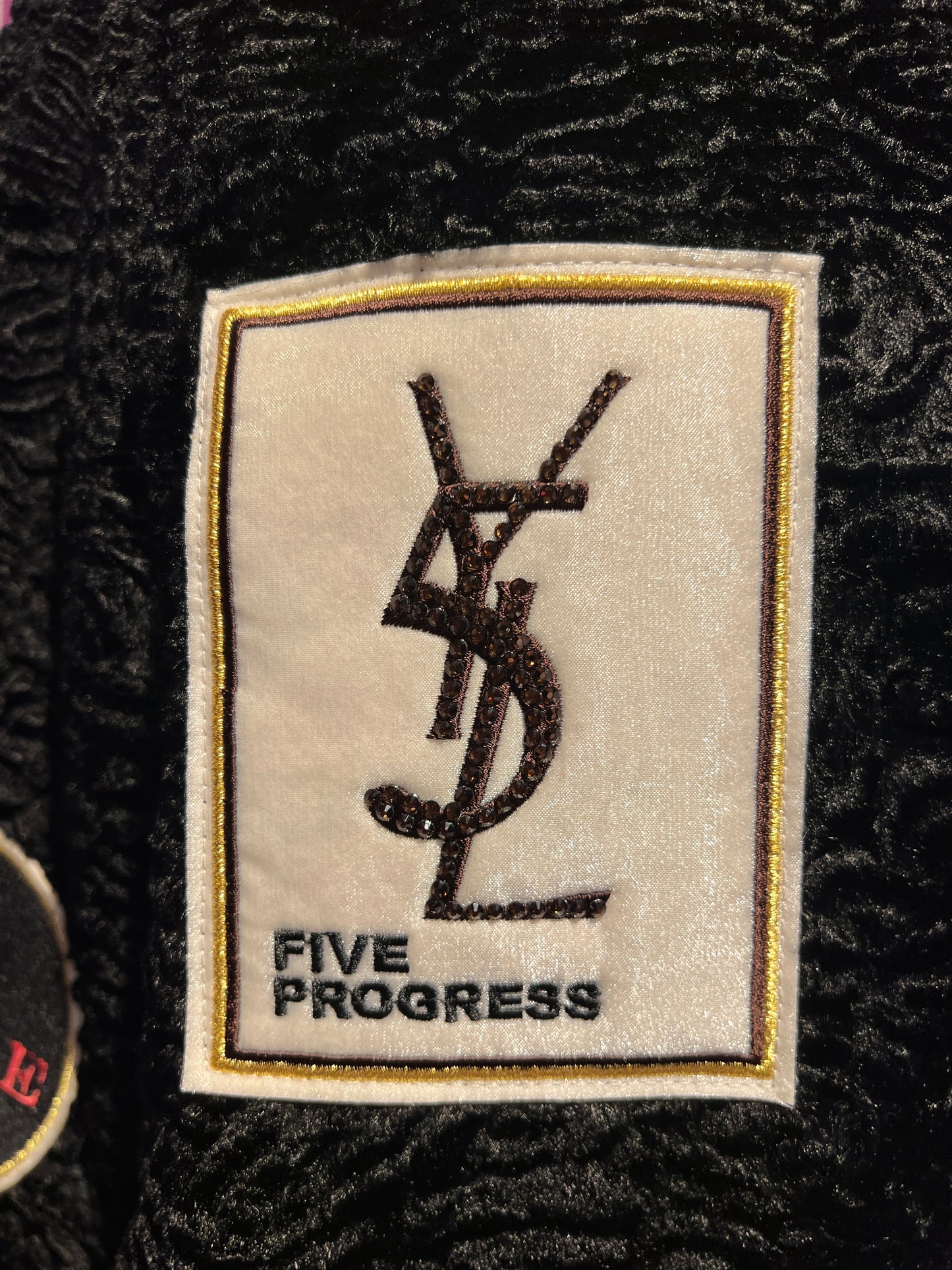 5 Progress cappotto ecopelliccia astrakan con patch