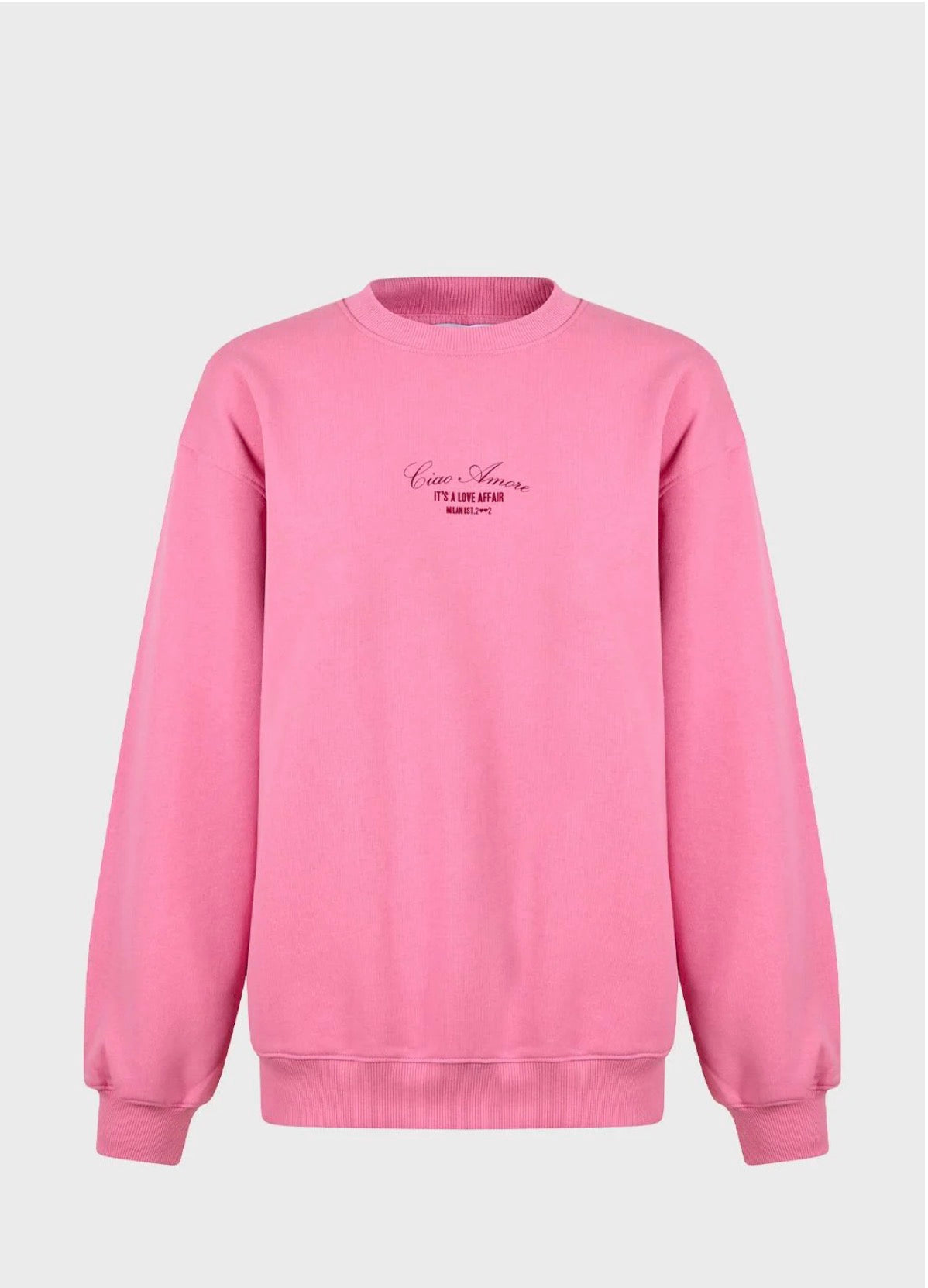 Giada Benincasa -30% di sconto felpa cotone rosa over scritta “ ciao amore it’a love affair “