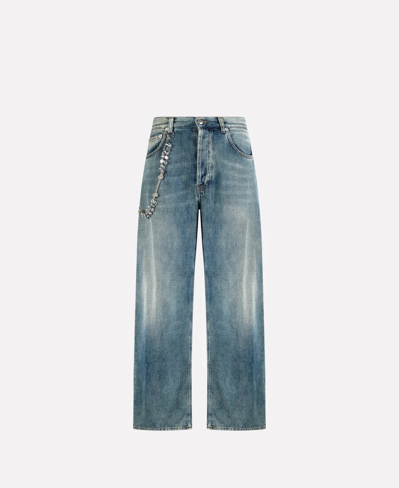 Circus Hotel jeans over size con catena gioiello