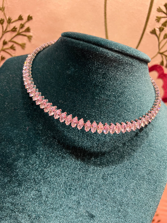 Collarino argento-zirconi chicchi di riso crystal
