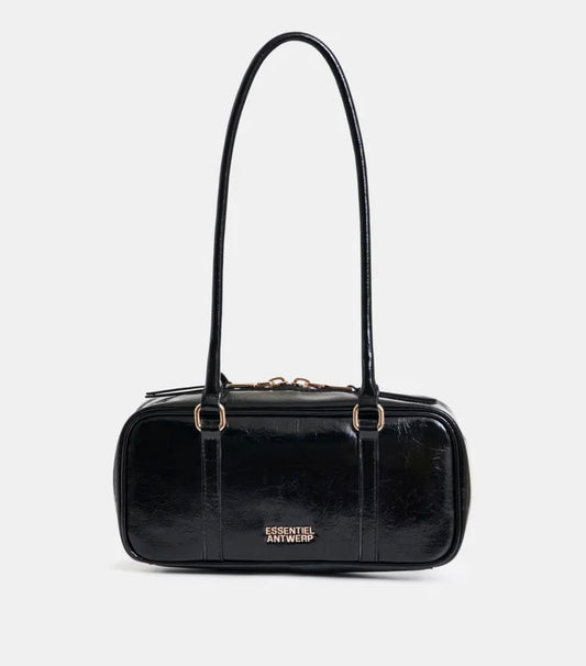 Essentiel antwerp borsa a baguette tracolla lucida nera
