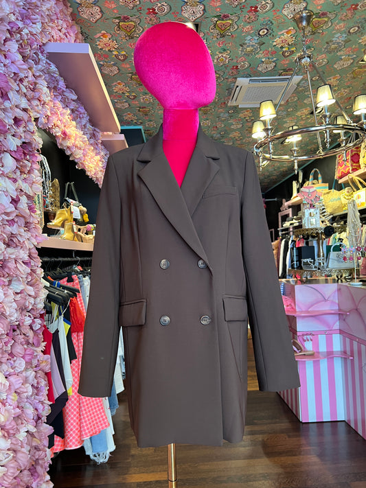 Pink memories giacca marrone con spacco e pizzo nero