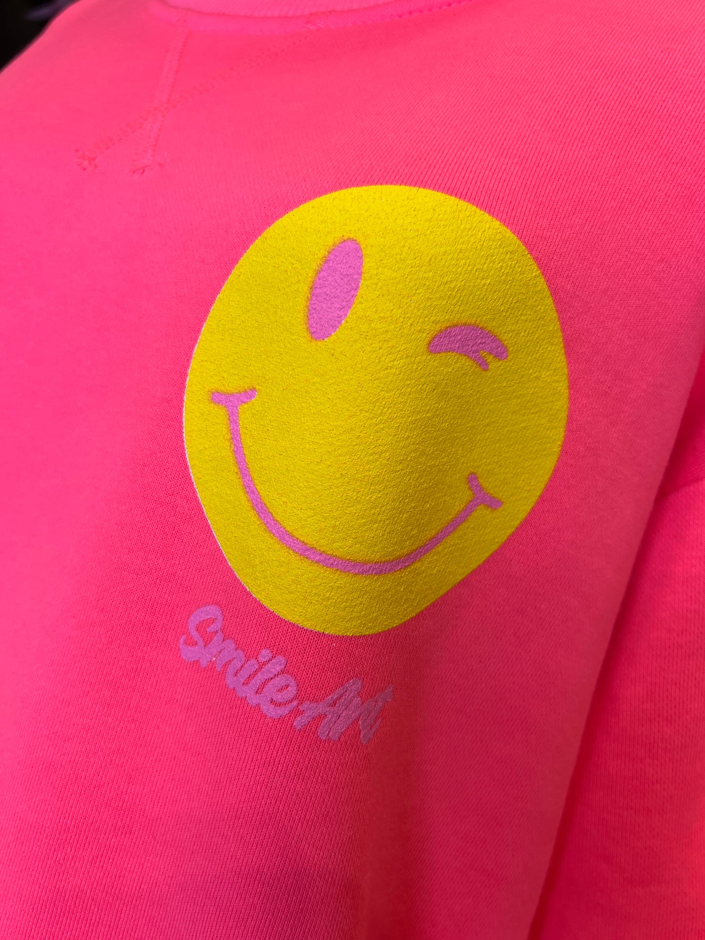 Mon amour Paris -20% di sconto felpa fucsia smile giallo “ whay not?”