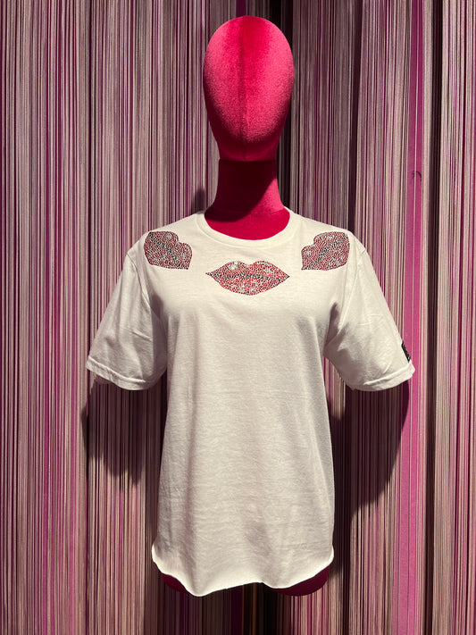 5 Progress t-shirt con decorazioni bocche Swarovski