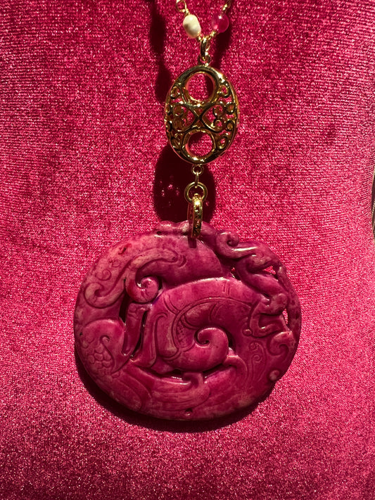 Lara 11 collana pietre dure ciclamino perle con pendente