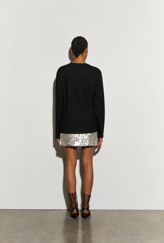 Isabelle Blanche Paris t shirt manica lunga con stampa “ No filtri. No plan. No rules.”nera