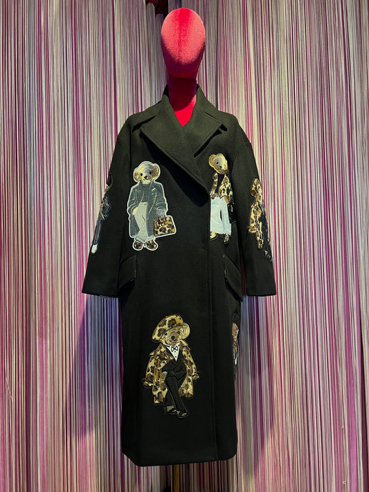 Caban Romantic luxury coat cappotto doppiopetto oversize con patch teddy