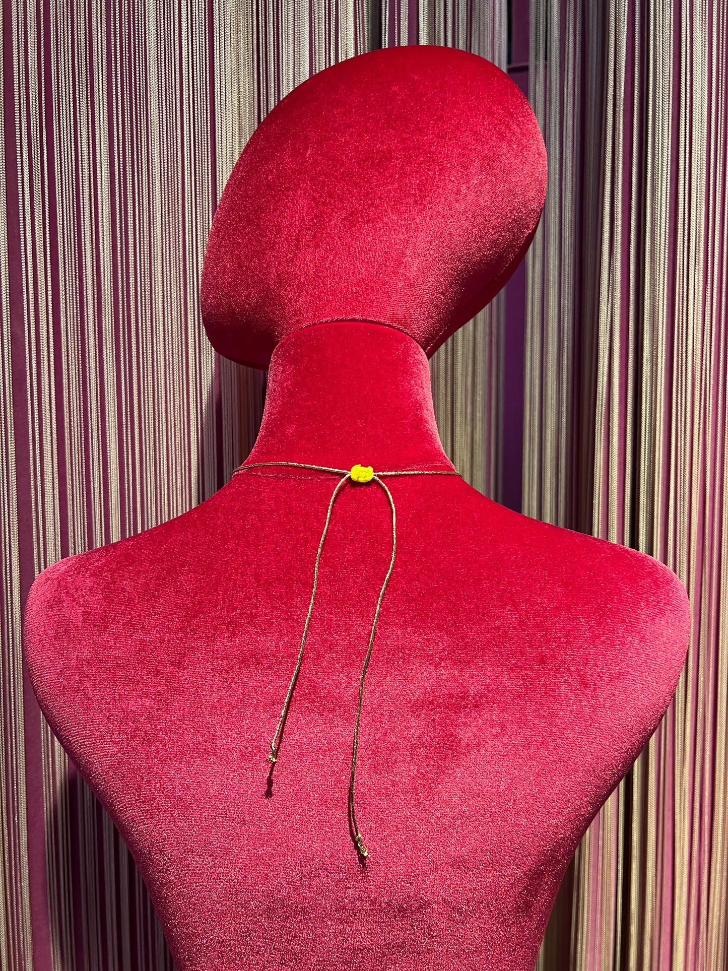 Collana cuore crochet regolabile gialla