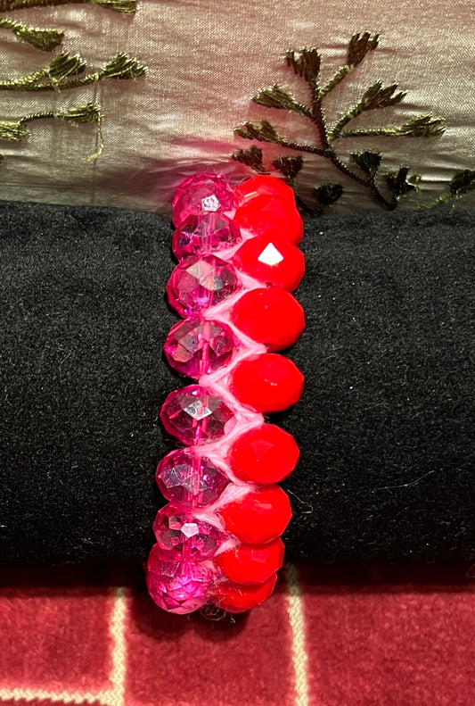 Nadia Dafri Paris bracciale cristalli grandi regolabile rosa rosso