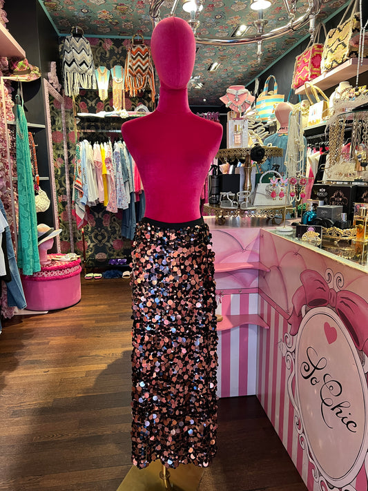 Pink memories gonna lunga dí paillettes marrone