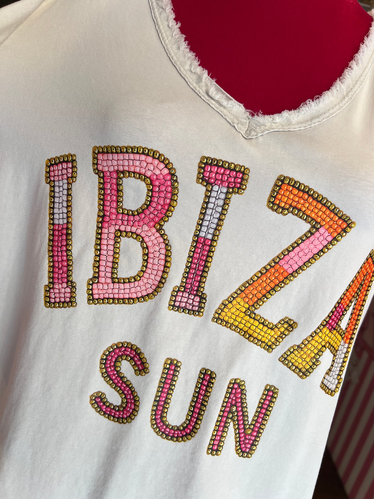 Mon amour Paris -20% di sconto t shirt beige con scritta Ibiza sun