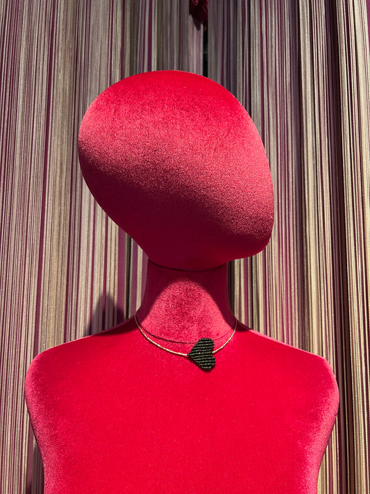 Collana cuore crochet regolabile nera