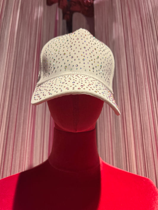 Love & roses cappello con visiera bianco con cristalli misura regolabile