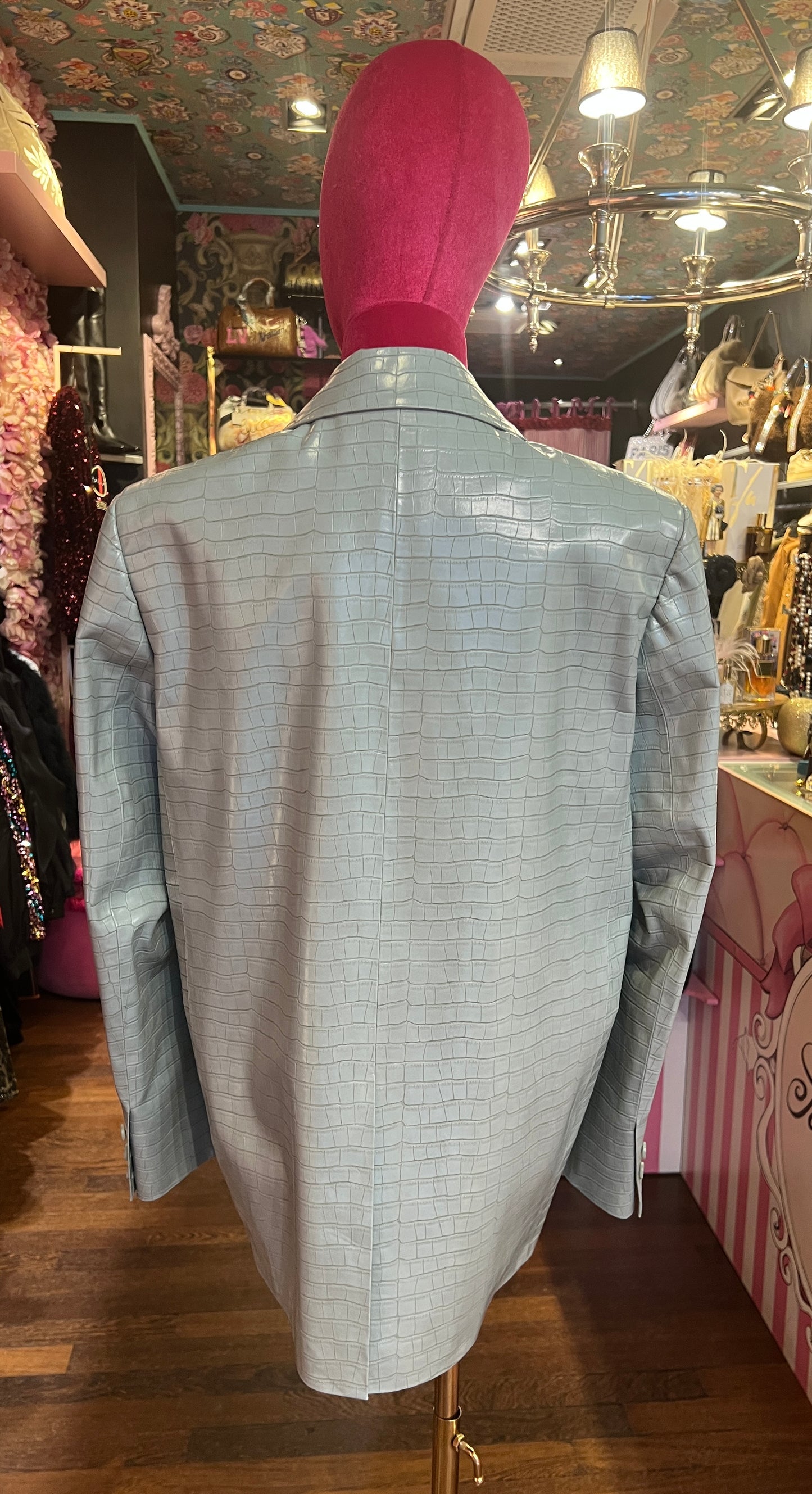 Isabelle Blanche Paris blazer in ecopelle stampa cocco verde chiaro
