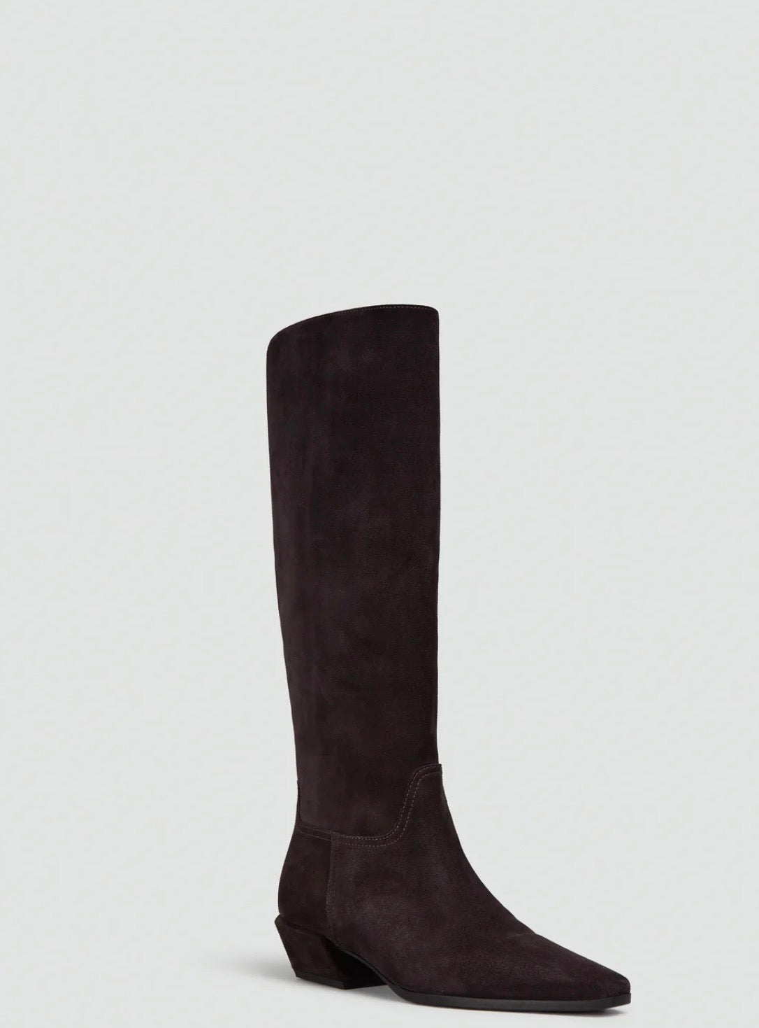Semicouture stivale texano in pelle scamosciata moka con tacco squadrato
