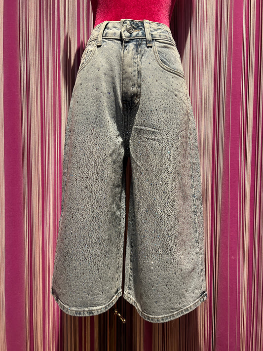 The Room -50% di sconto bermuda denim decorazioni cristalli