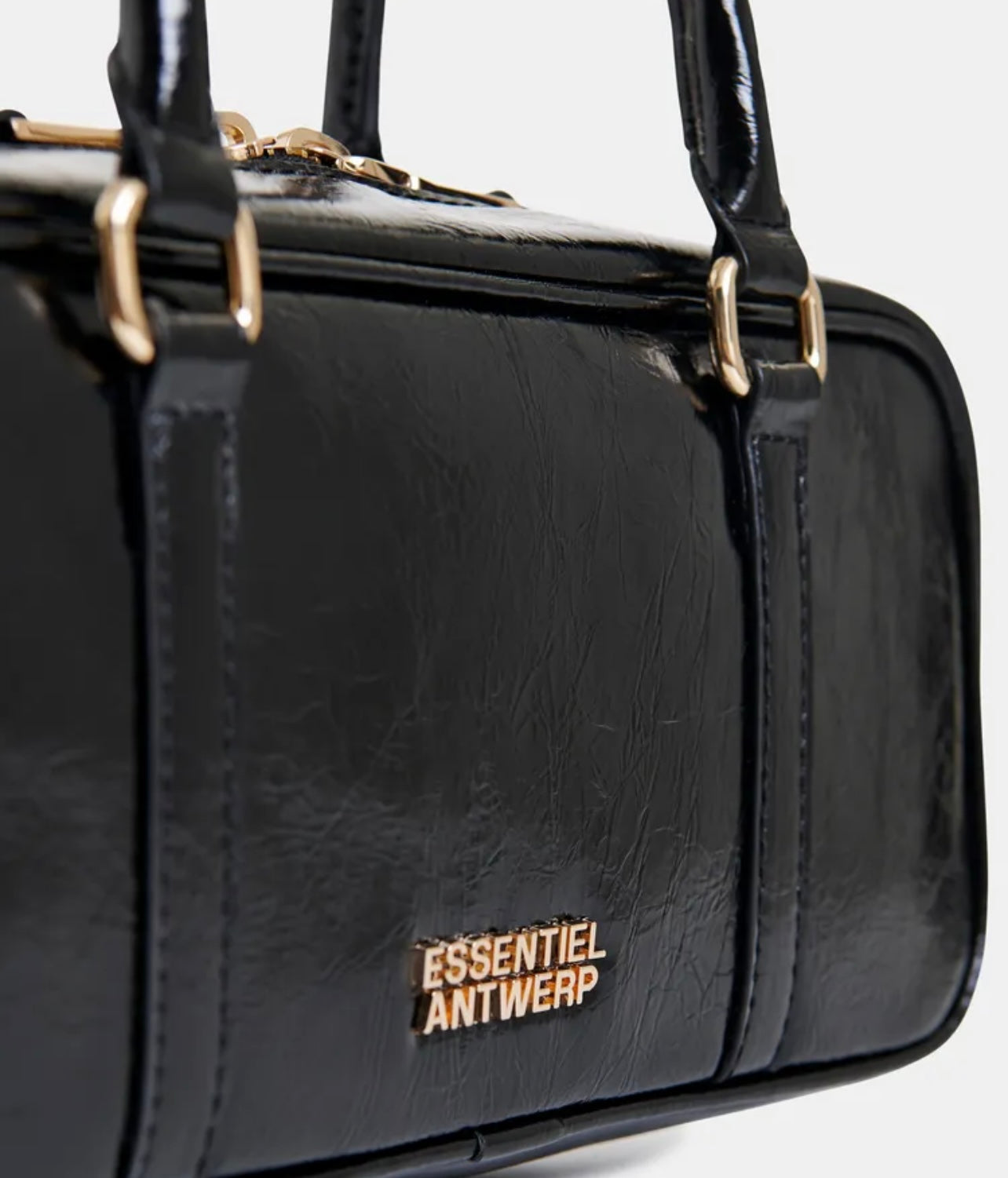 Essentiel antwerp borsa a baguette tracolla lucida nera