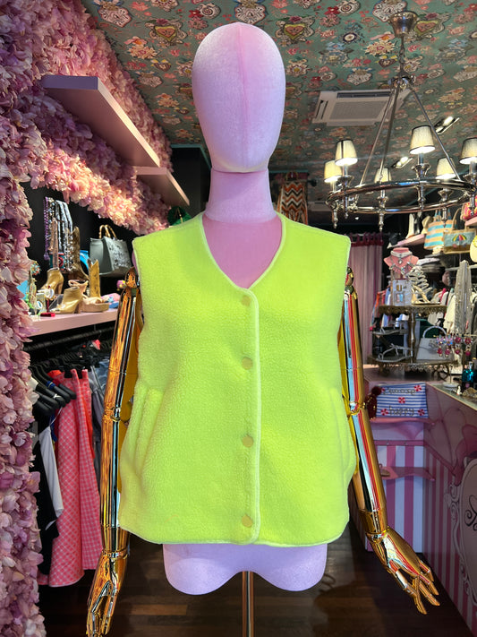 Mon amour Paris gilet tessuto teddy giallo fluo