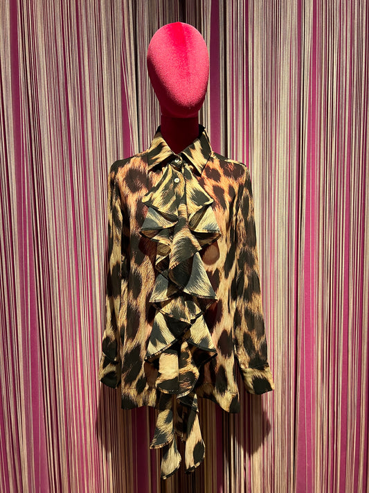 Clo’h camicia chiffon animalier con jabot