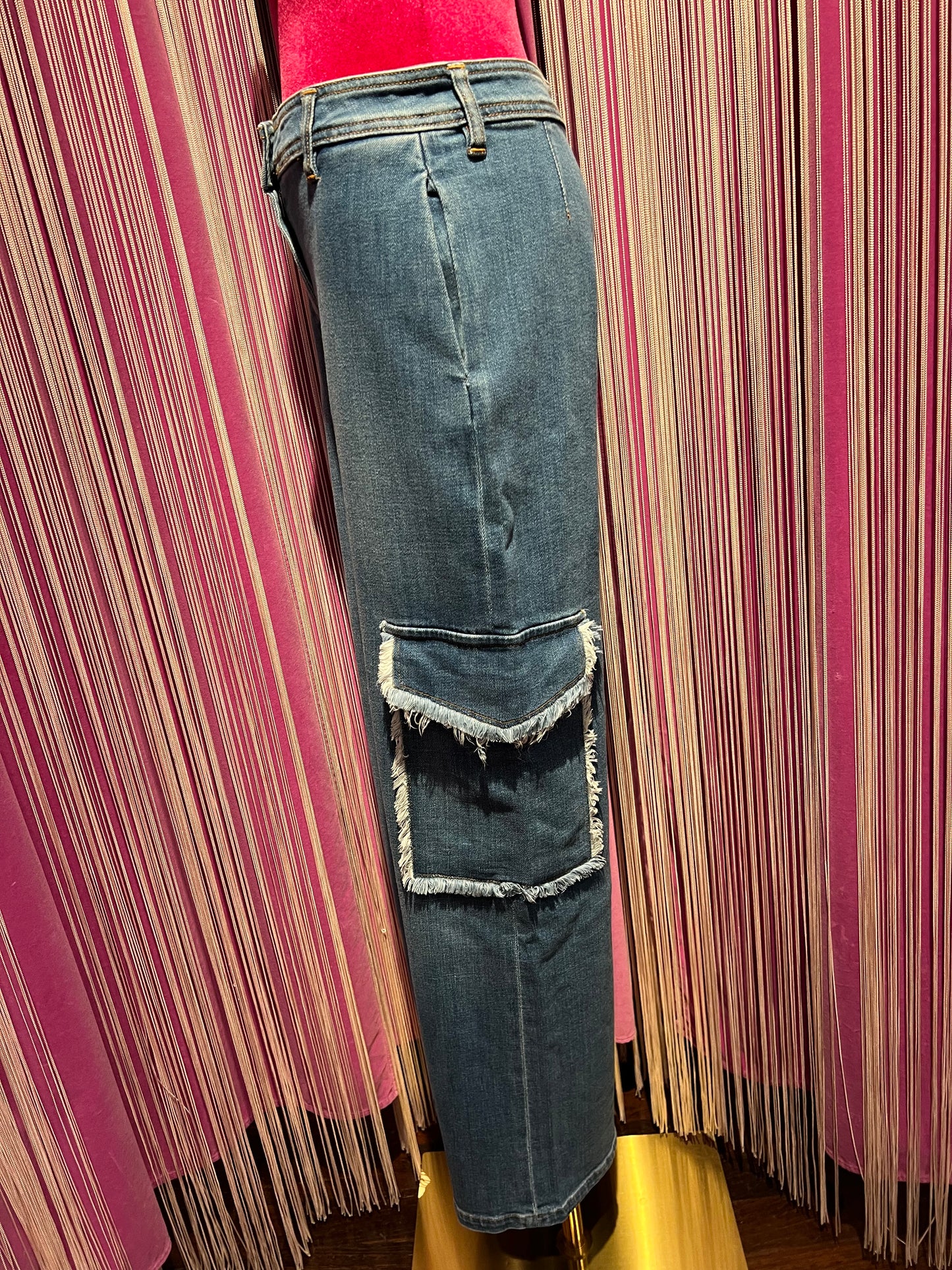 Shaft meno 50% jeans denim chiaro tasconi laterali Brunilde
