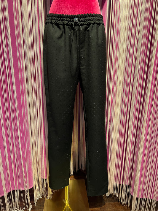 Ermanno Scervino -40%pantalone nero pois cristalli neri con elastico regolabile