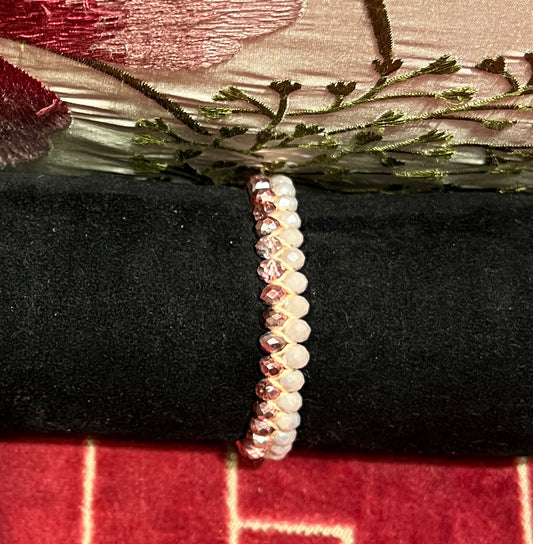 Nadia Dafri Paris bracciale regolabile cristalli grigio perla rosa