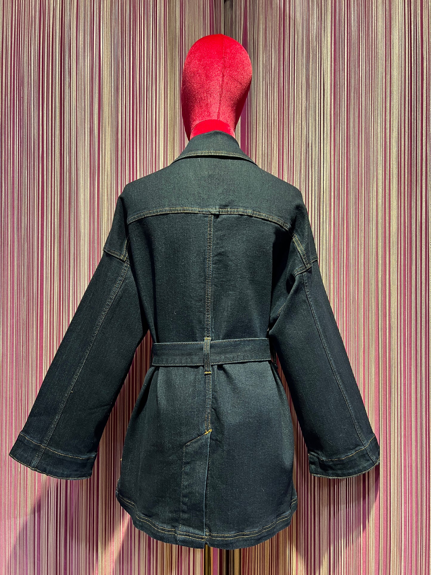 ABpink 🩷 giacca denim con cintura applicazioni pantera rosa