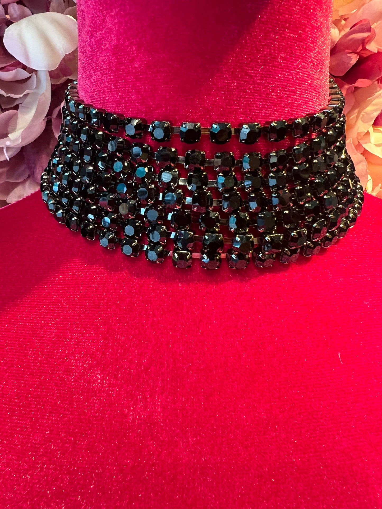 Choker cristalli 7 fili neri