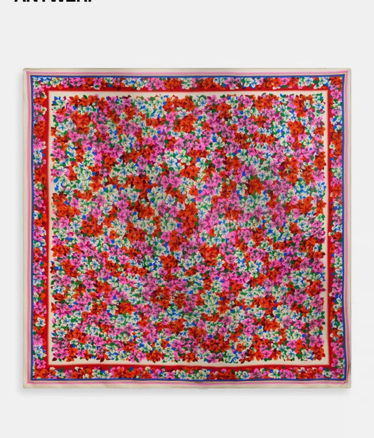 Essentiel antwerp foulard quadrato misto seta fantasia floreale multicolore