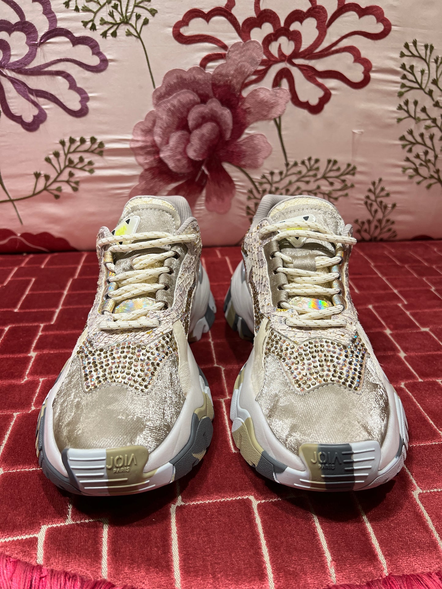 Joia Paris sneakers con inserti cavallino e cristalli