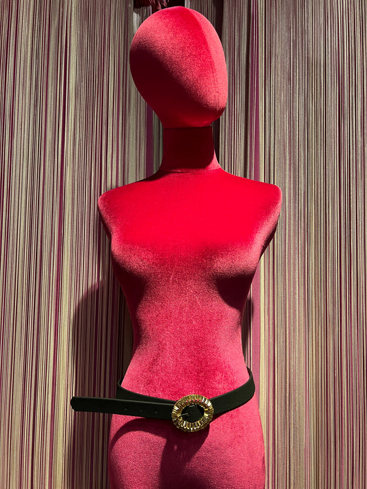 Love & roses cintura nera in ecopelle con fibbia cristalli