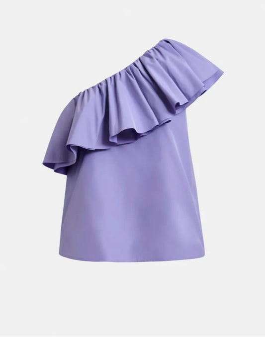 Essentiel antwerp top asimmetrico viola con volant