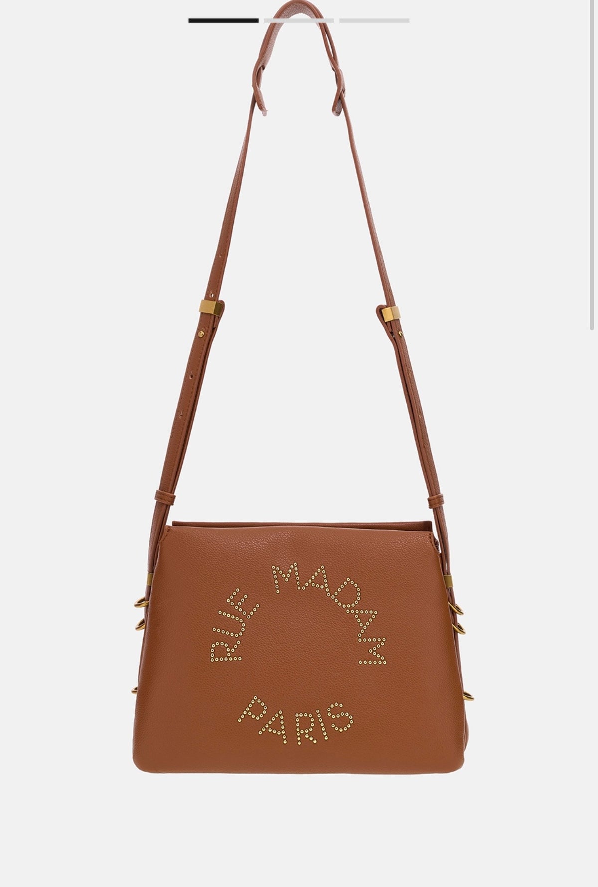 Rue Madam Paris borsa a tracolla tre tasche in ecopelle cognac con logo micro borchiette